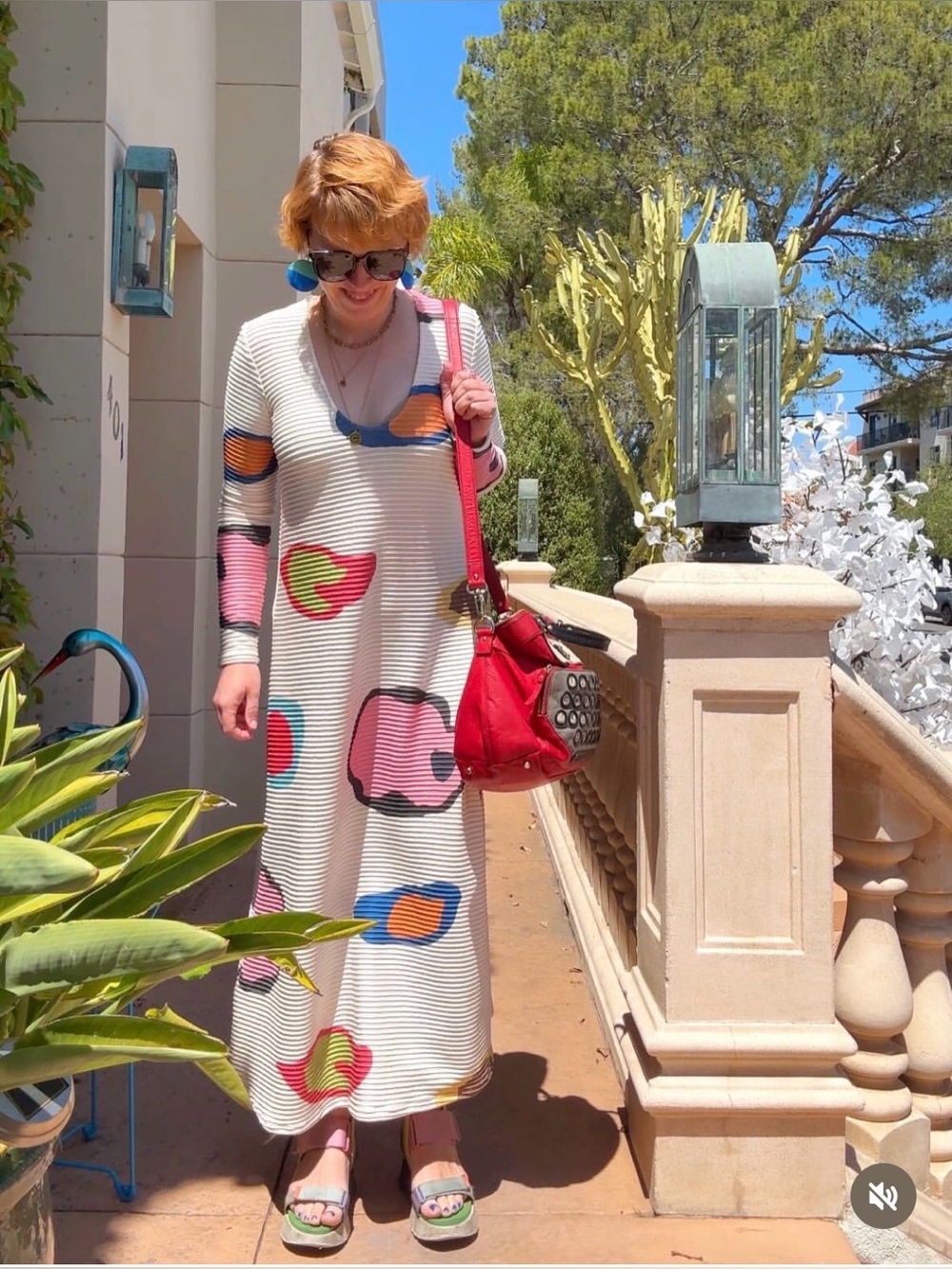 SIXXTA Long Sleeve Flo Fruit Dress Maxi Artsy XL Sundress